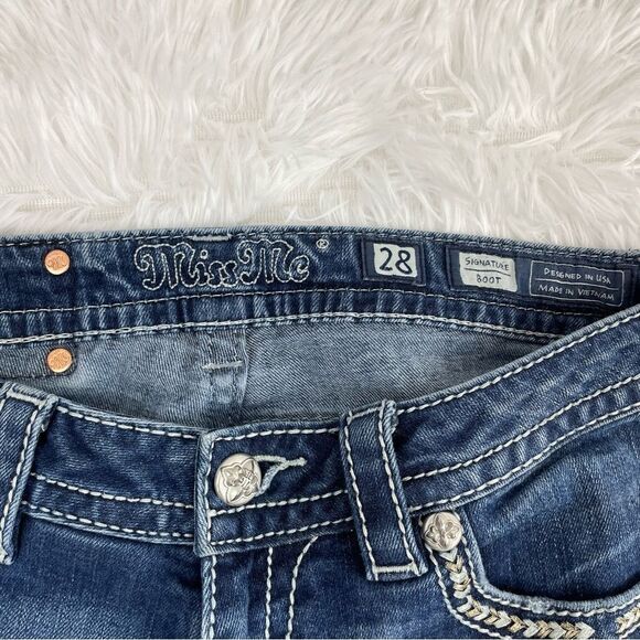 Miss Me Signature Bootcut Rhinestone Flower Jeans - Picture 5 of 6